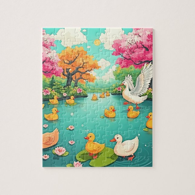 A serene pond chuldren;s jigsaw puzzle (Vertical)