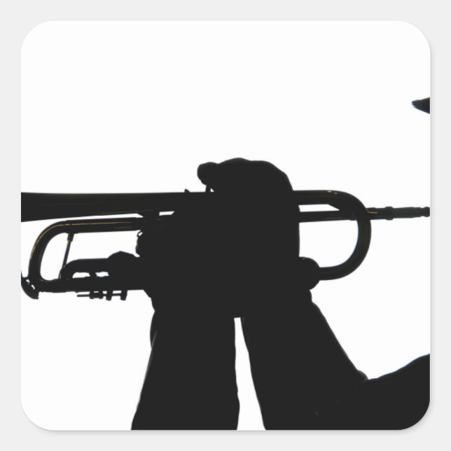 A service member plays a tune square sticker (Front)