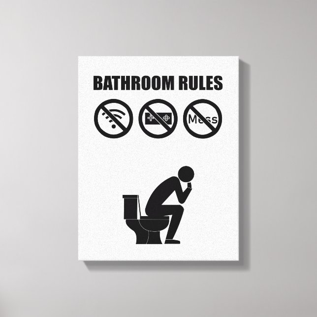 A Set of Bathroom Rules Canvas Print (Front)