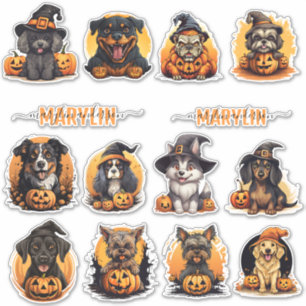 A SET OF CUSTOM HALLOWEEN DOG BREEDS PUMPKIN