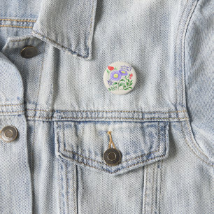 A set of flowers painted in watercolor 3 cm round badge