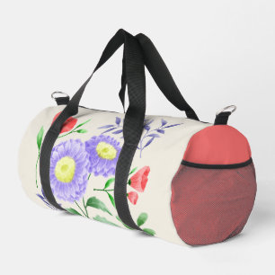A set of flowers painted in watercolor duffle bag