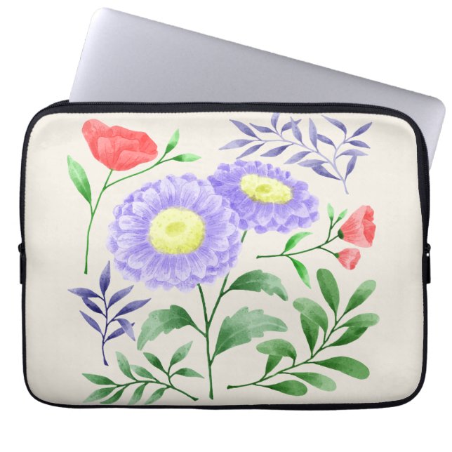 A set of flowers painted in watercolor  laptop sleeve (Front)