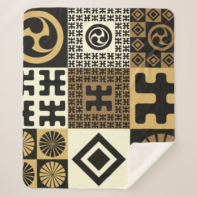 A set of japanese style seamless patterns, tribal  sherpa blanket (Front)