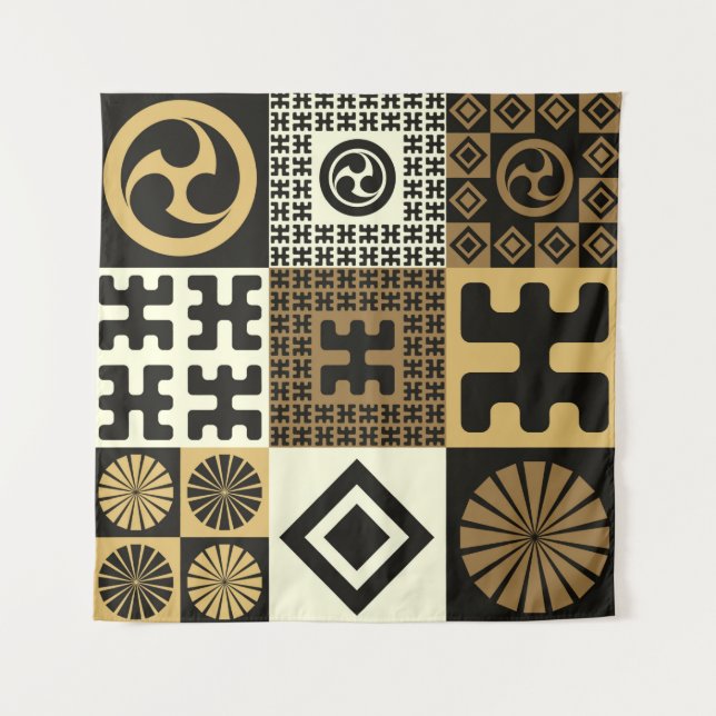 A set of japanese style seamless patterns, tribal  tapestry (Front)