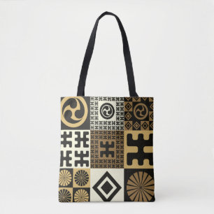 A set of japanese style seamless patterns, tribal  tote bag