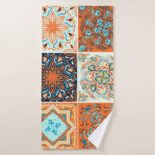 A set of ornaments,ceramic tiles. Abstract pattern Bath Towel