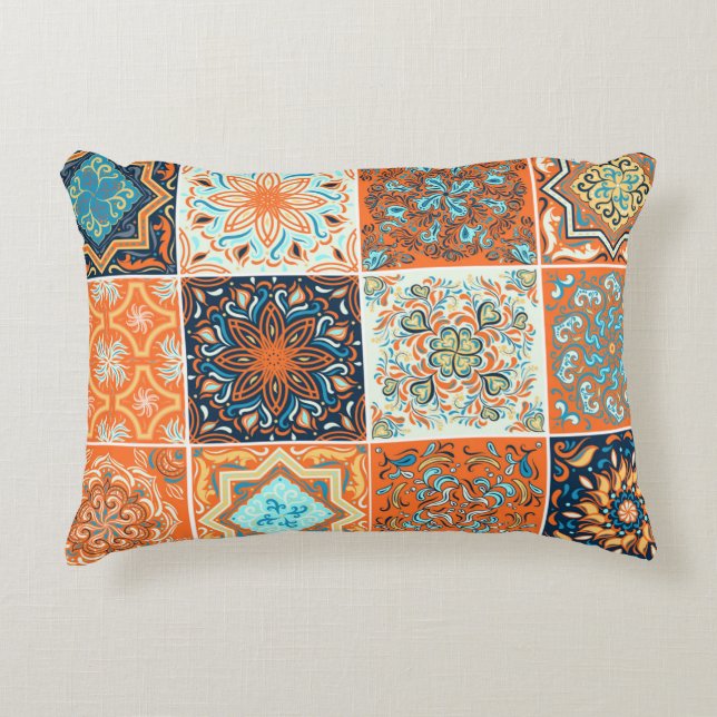 A set of ornaments,ceramic tiles. Abstract pattern Decorative Cushion (Front)