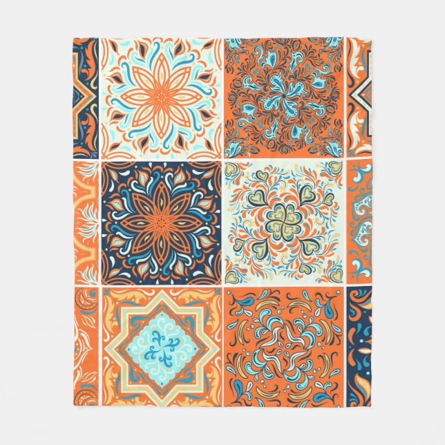 A set of ornaments,ceramic tiles. Abstract pattern Fleece Blanket (Front)