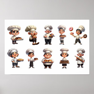 A Set of Pastry Chefs Posing for the Camera Poster