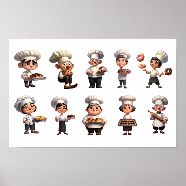 A Set of Pastry Chefs Posing for the Camera Poster (Front)