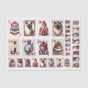 A Set of Vintage Inspired Cat Themed Playing Cards Tissue Paper