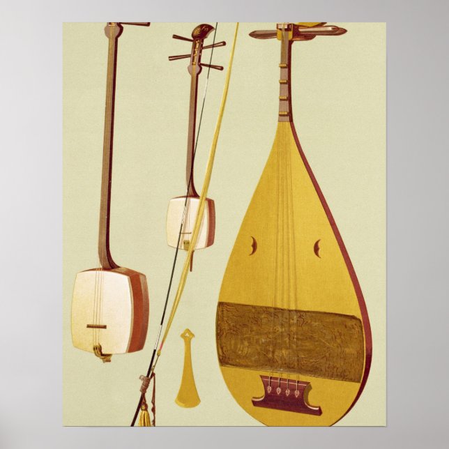 A shamisen, a kokyu and a biwa, Japanese, from 'Mu Poster (Front)
