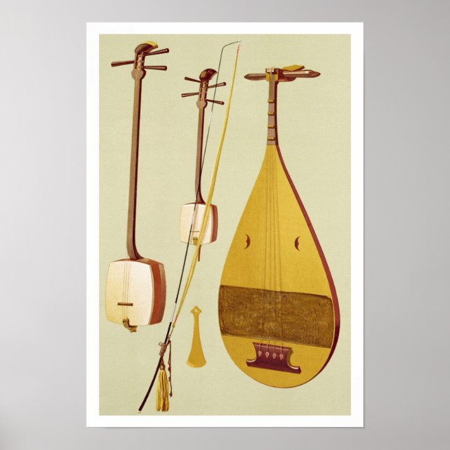 A shamisen, a kokyu and a biwa, Japanese, from 'Mu Poster (Front)