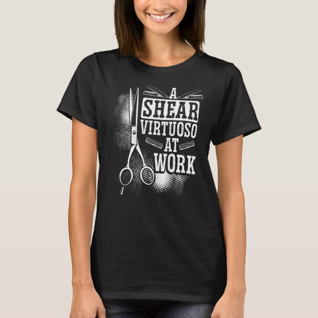 A Shear Virtuoso At Work Backprint Barber T-Shirt (Front)