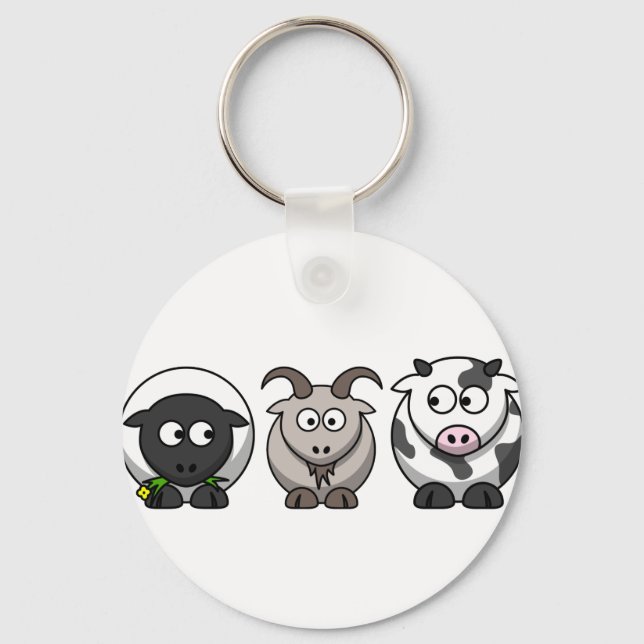 A Sheep, A Goat and a Cow Key Ring (Front)