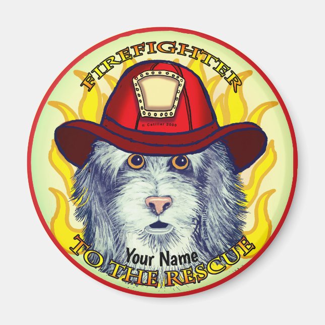 A Sheepdog Firefighter  Magnet (Front)