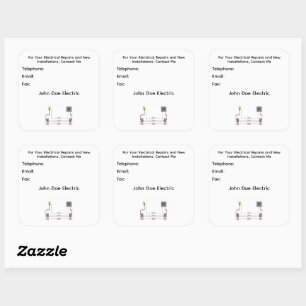 A Sheet of Six Stickers for Electrician's Clients