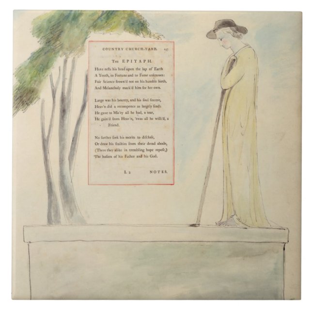 A Shepherd Reading the Epitaph, from Elegy Written Ceramic Tile (Front)