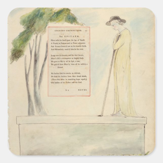 A Shepherd Reading the Epitaph, from Elegy Written Square Sticker (Front)