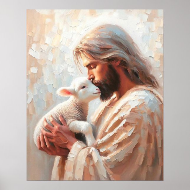 A Shepherd's Love, Christian Art, Jesus Saves the  Poster (Front)