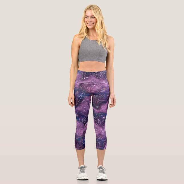 A Shimmering Galaxy Series Design 11  Capri Leggings (Front)