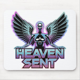 A shiny, metallic angel with wings, Y2K design Mouse Pad