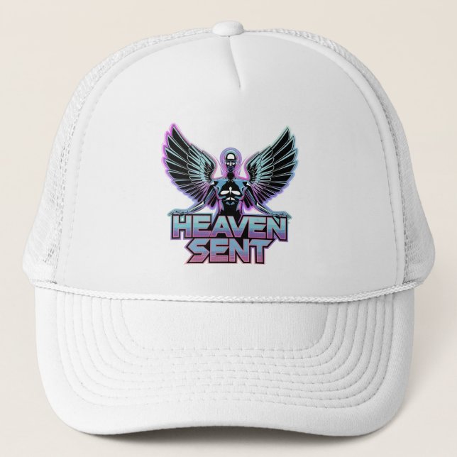 A shiny, metallic angel with wings, Y2K design Trucker Hat (Front)