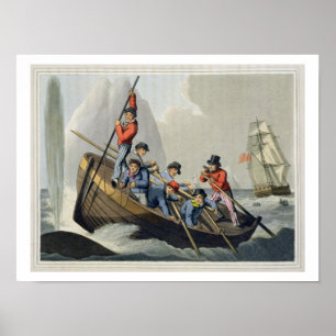 A Ship's Boat Attacking a Whale, engraved by Matth Poster