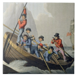 A Ship's Boat Attacking a Whale, engraved by Matth Tile