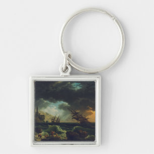 A Shipwreck in Stormy Seas by Claude-Joseph Vernet Key Ring