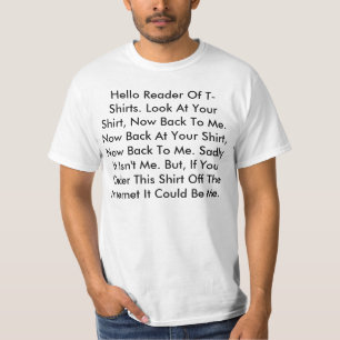 A Shirt With A Lot Of Words On It.