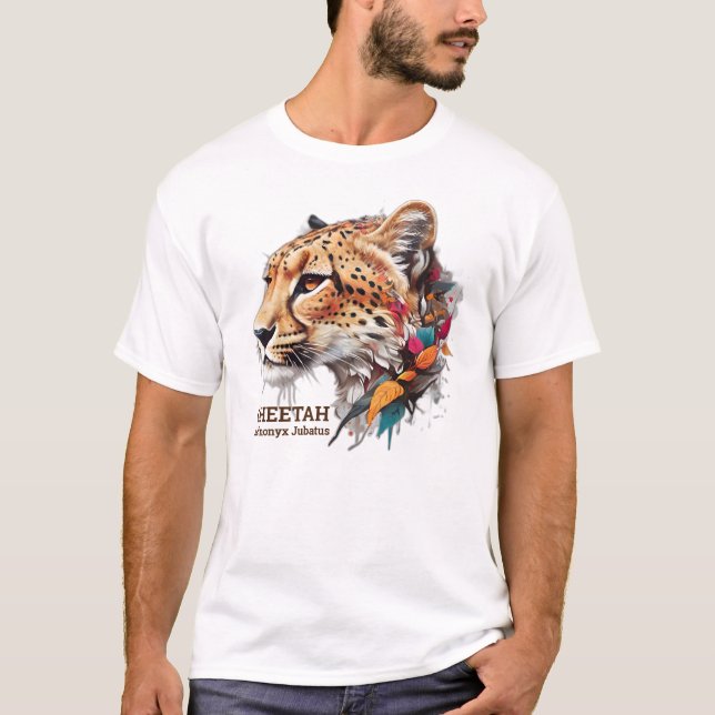 A shirt with colourful design of cheetah's head (Front)