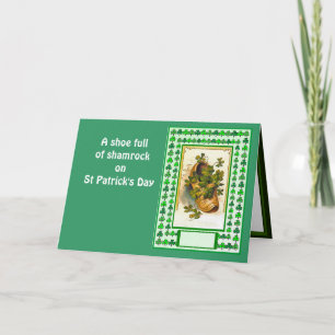 A shoe full of shamrock on St Patrick's Day Card