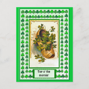 A shoe full of shamrocks postcard