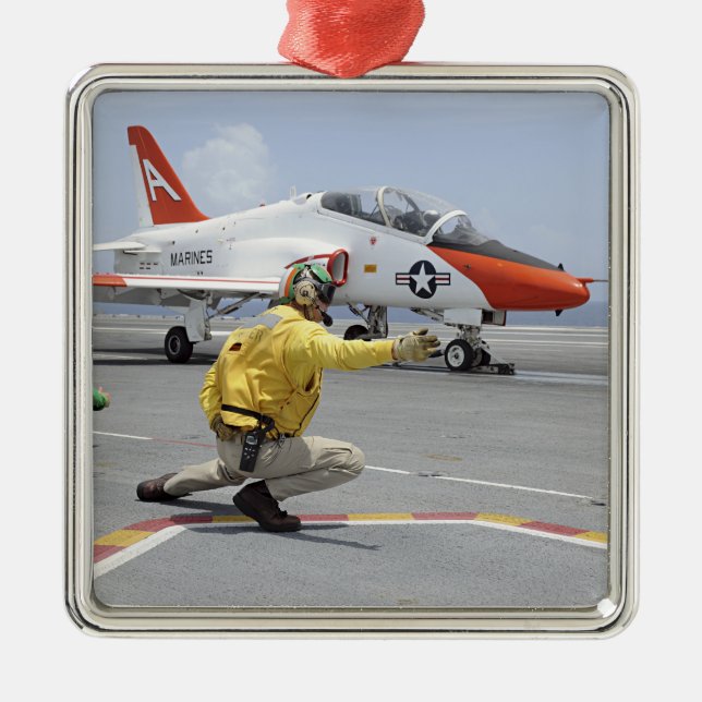 A shooter aboard the aircraft carrier metal ornament (Front)