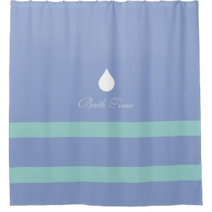 a shower curtain for a blue bathroom