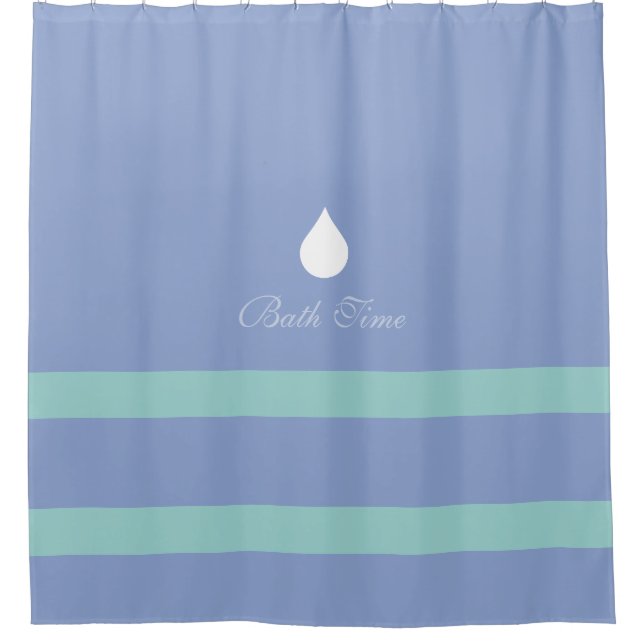 a shower curtain for a blue bathroom (Front)