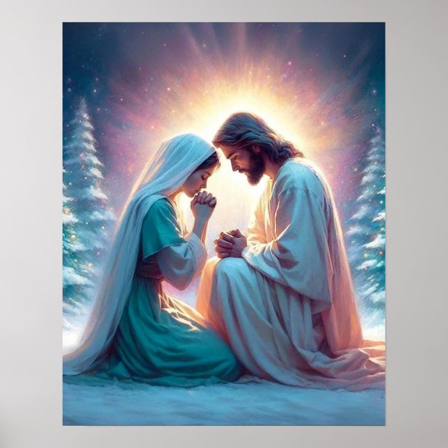 A Silent Night, Christmas Christian Art, Jesus and Poster (Front)