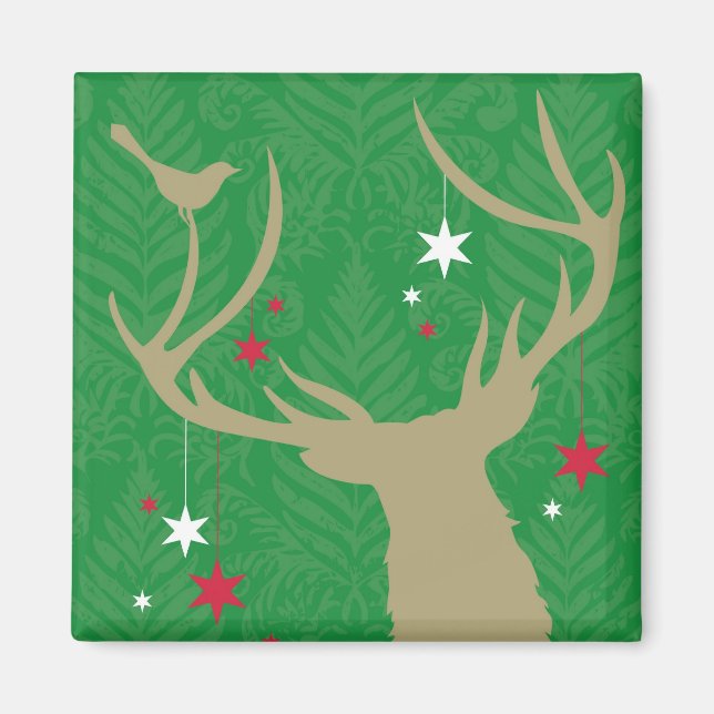 A silhouette of a deer with stars hanging from its magnet (Front)