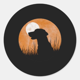 A Silhouette Of A Hunting Black Or Yellow Lab On O Classic Round Sticker
