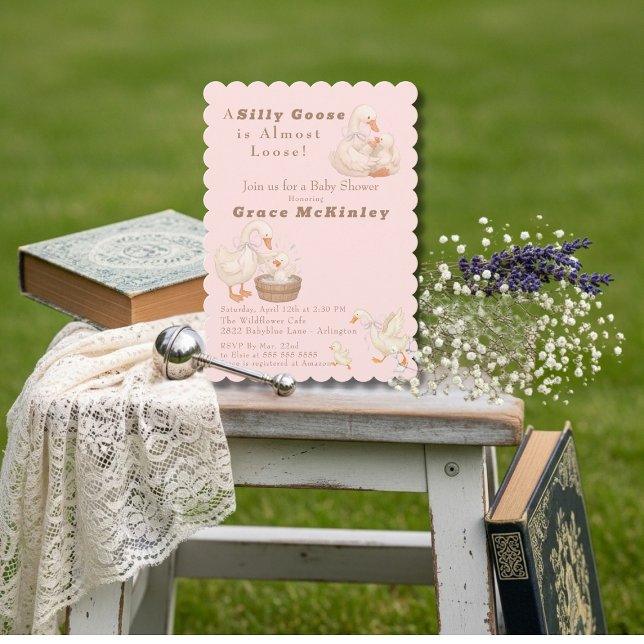 A Silly Goose is Almost Loose Pink Baby Shower Invitation (A Silly Goose is Almost Loose Pink Baby Shower Invitation)
