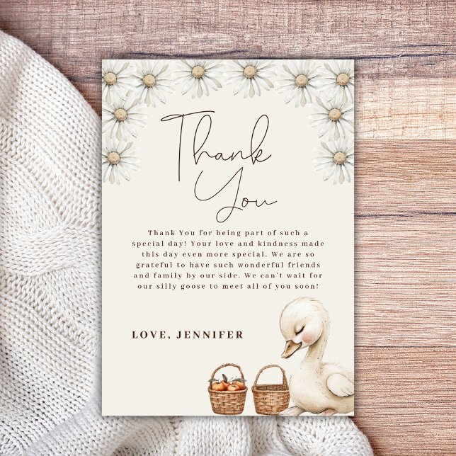 A Silly Goose Neutral Boho Baby Shower Party  Thank You Card (Creator Uploaded)