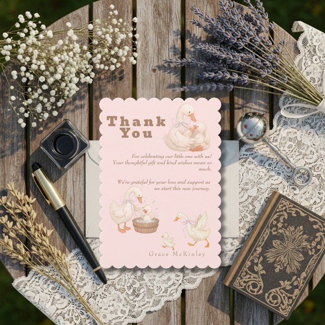A Silly Goose Pink Baby shower Thank You Card (A Silly Goose Pink Baby shower Thank You Card)