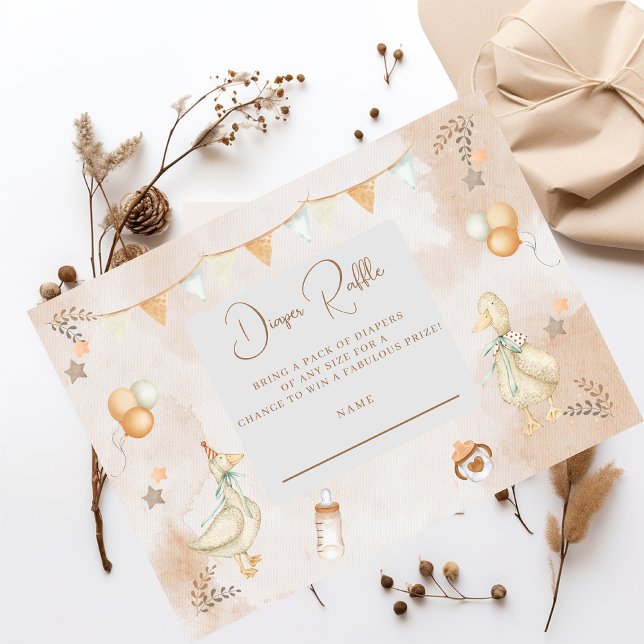 A Silly Goose Whimsical Baby Shower Diapper Raffle Enclosure Card (Creator Uploaded)