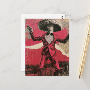 A silly retro dancing mushroom postcard