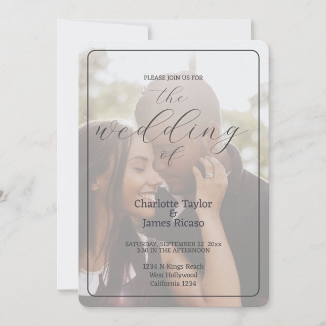 A simple and elegant minimalist photo wedding invitation (Front)