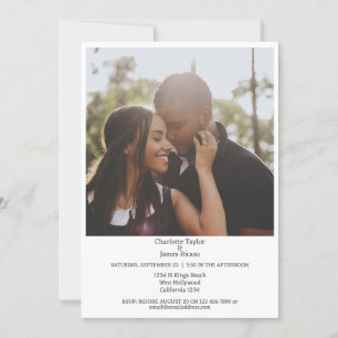 A simple and elegant minimalist photo wedding invitation