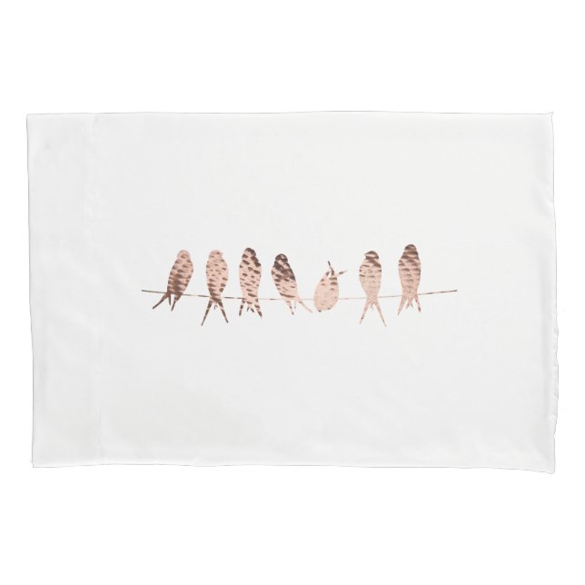 A Simple and Modern Faux Copper Birds | Pillowcase (Front)