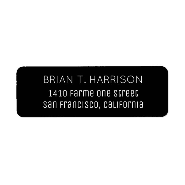 a simple black return address label (Front)